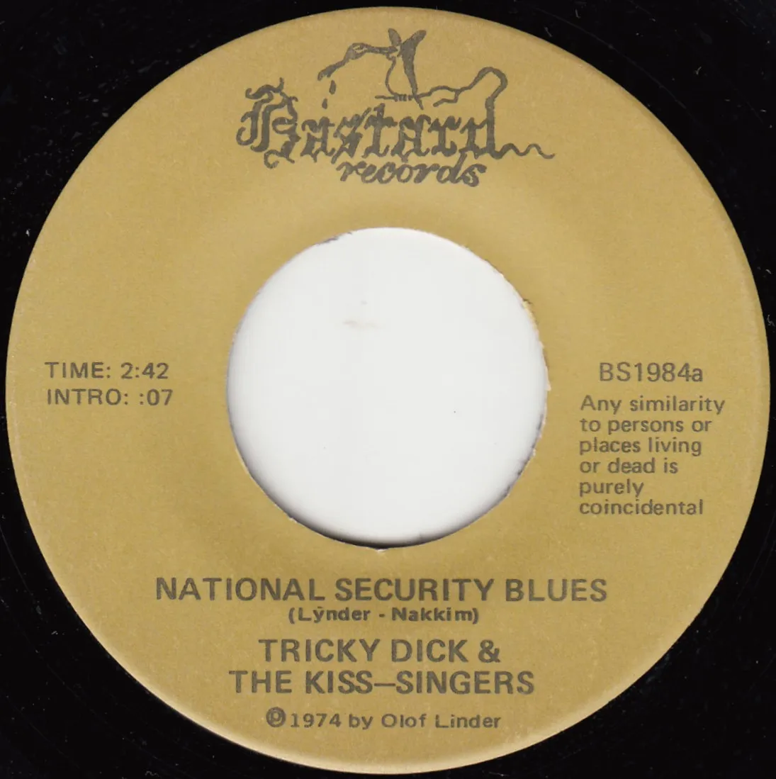 National Security Blues – Tricky Dick & The Kiss-Singers (A-side label)