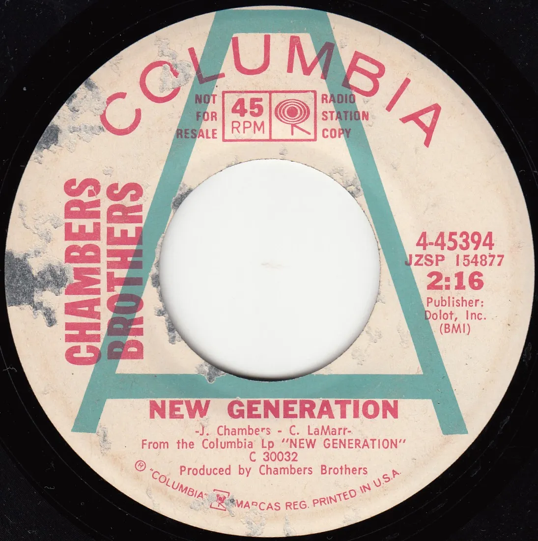 New Generation – Chamber Brothers (A-side label)