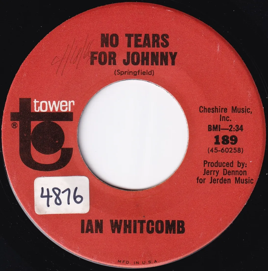 No Tears for Johnny – Ian Whitcomb (A-side label)