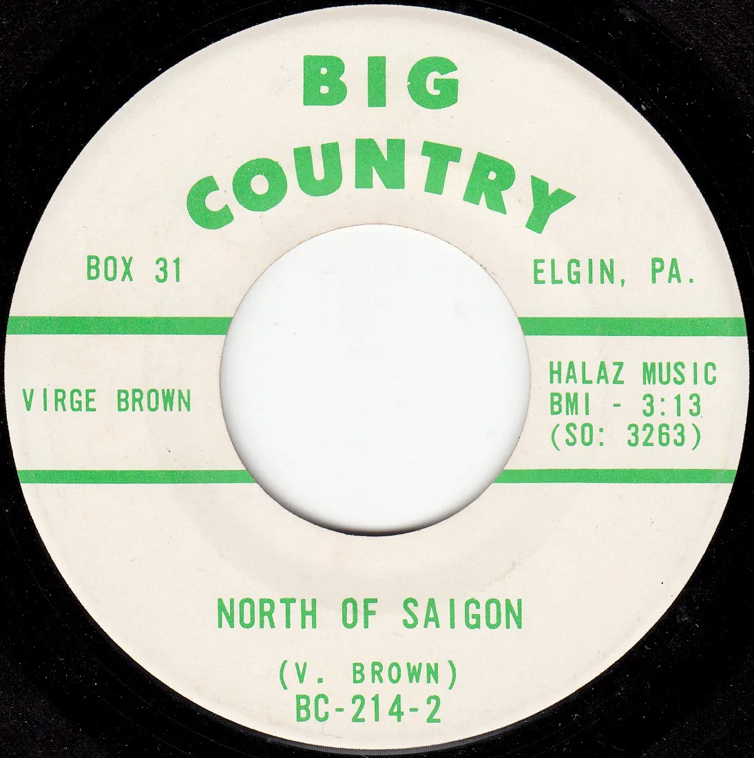 North of Saigon – Virge Brown (A-side label)