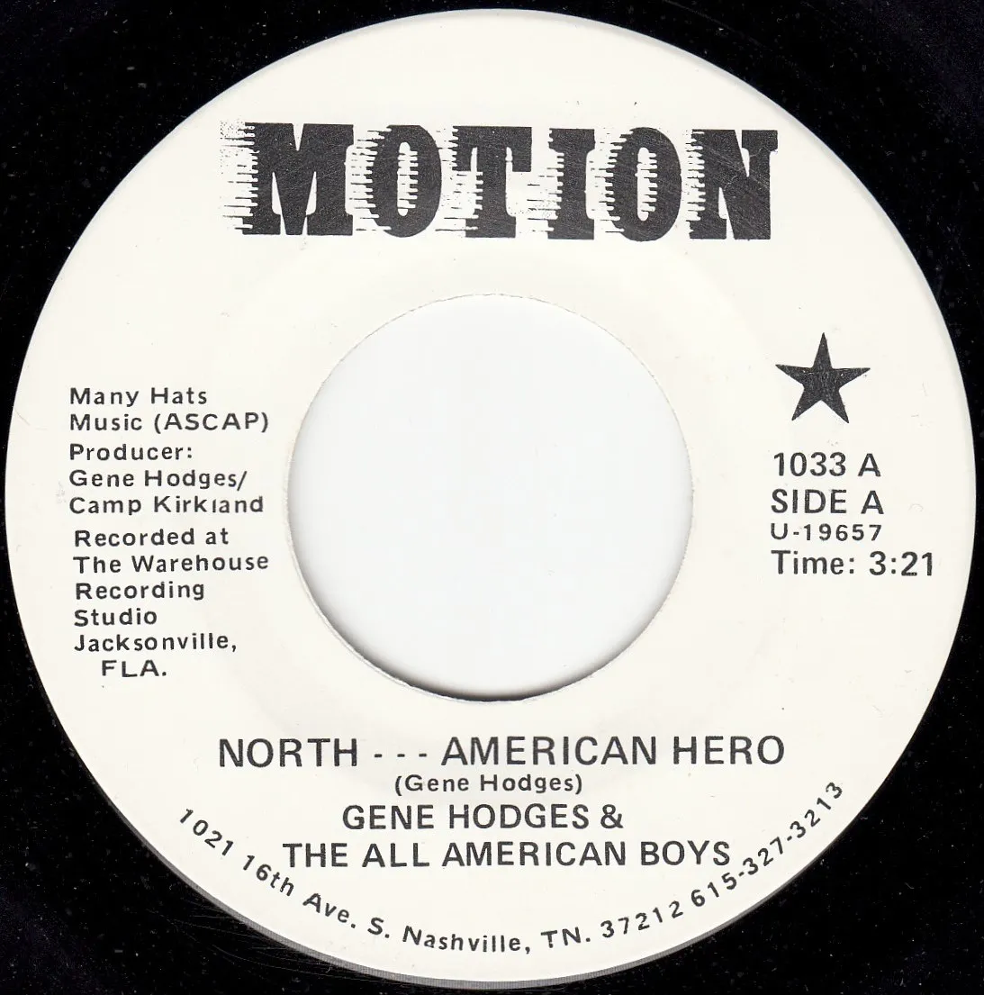 North...American Hero – Gene Hodges (A-side label)