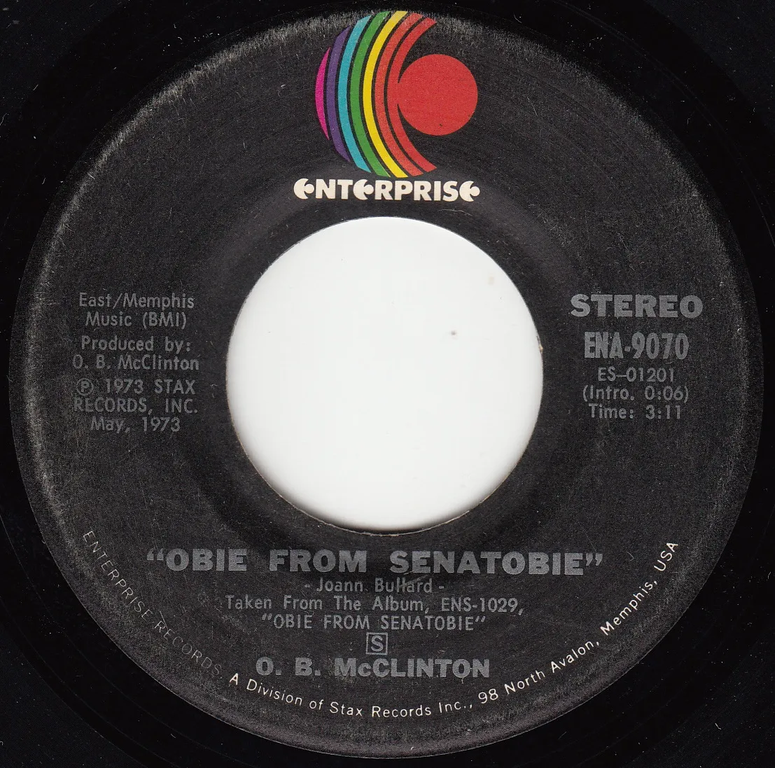 Obie From Senatobie – O.B. McClinton (A-side label)