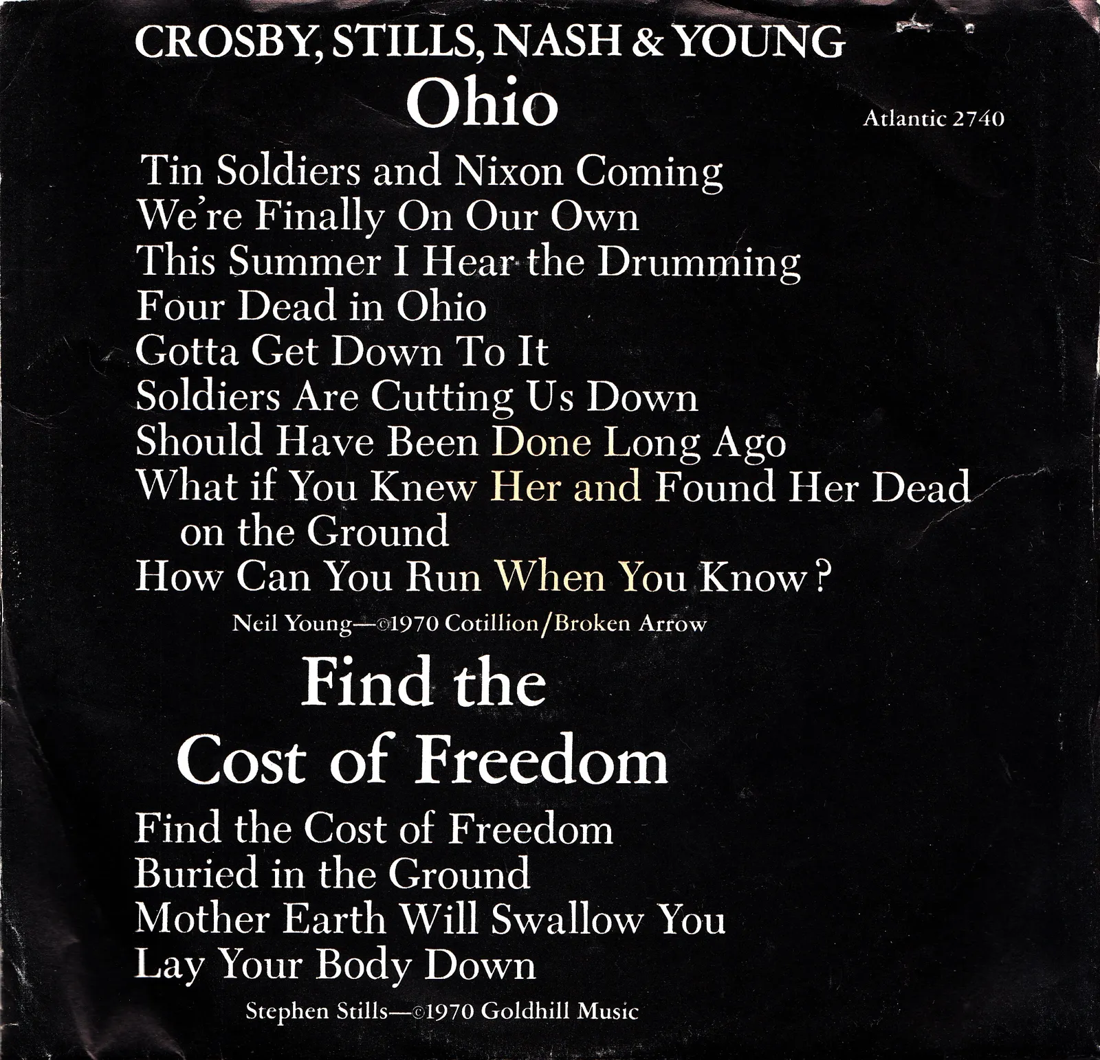 Ohio – Crosby, Stills, Nash & Young (Picture sleeve (front))