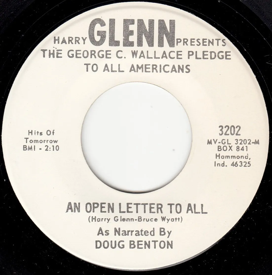 Open Letter to All – Doug Benton (A-side label)