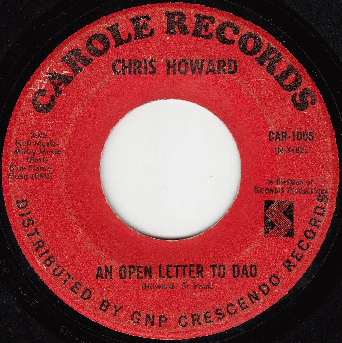Open Letter to Dad – Chris Howard (A-side label)