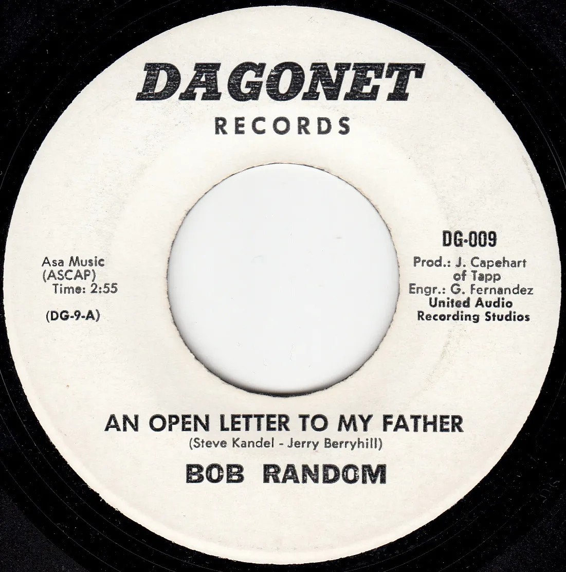 Open Letter to My Father – Bob Random (A-side label)