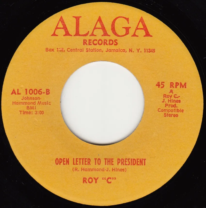 Open Letter to the President – Roy C (A-side label)