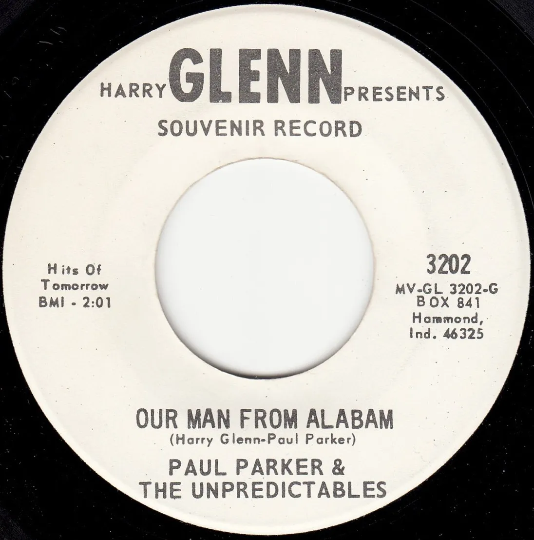 Our Man From Alabam – Paul Parker (A-side label)
