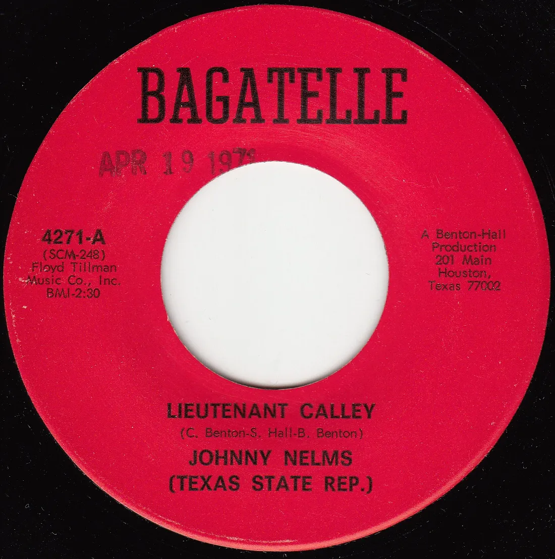Lieutenant Calley – Johnny Nelms (A-side label)