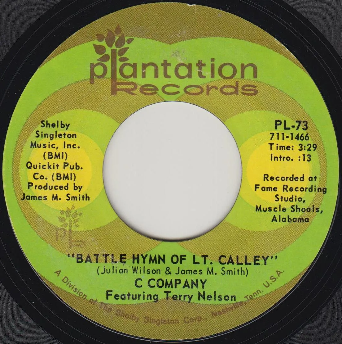 Battle Hymn Of Lt. Calley – Terry Nelson & 'C' Company (Label (alternate scan))