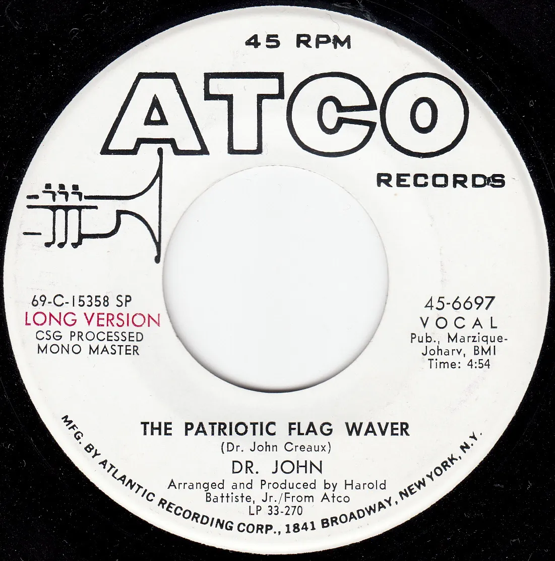 Patriotic Flag Waver (Short Version) – Dr. John (A-side label)