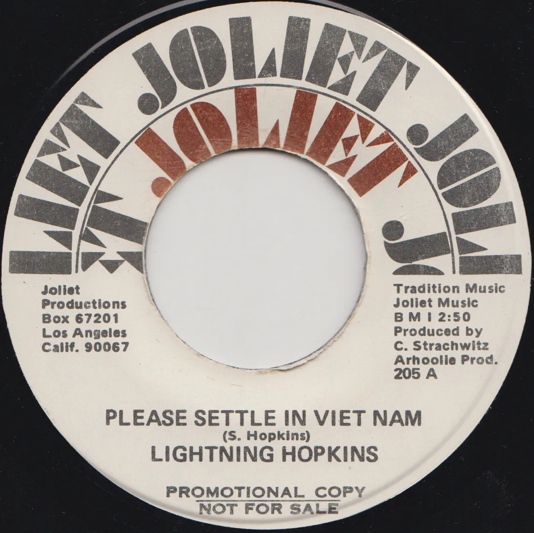 Please Settle In Viet Nam – Lightnin' Hopkins (Label (alternate scan))