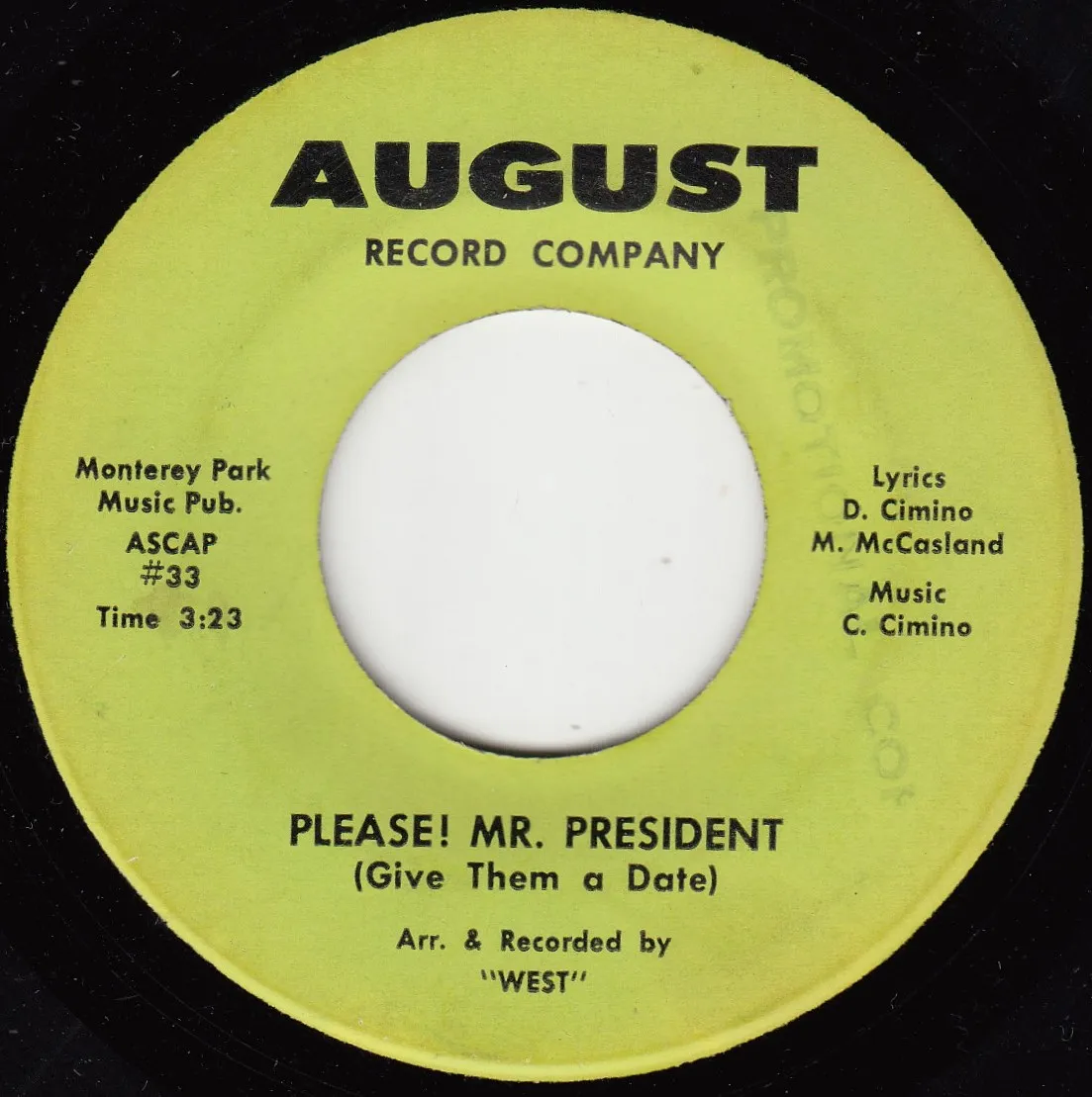 Please! Mr. President (Give Them a Date) – West (A-side label)
