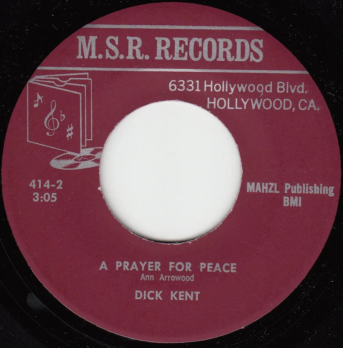 Prayer for Peace – Dick Kent (A-side label)