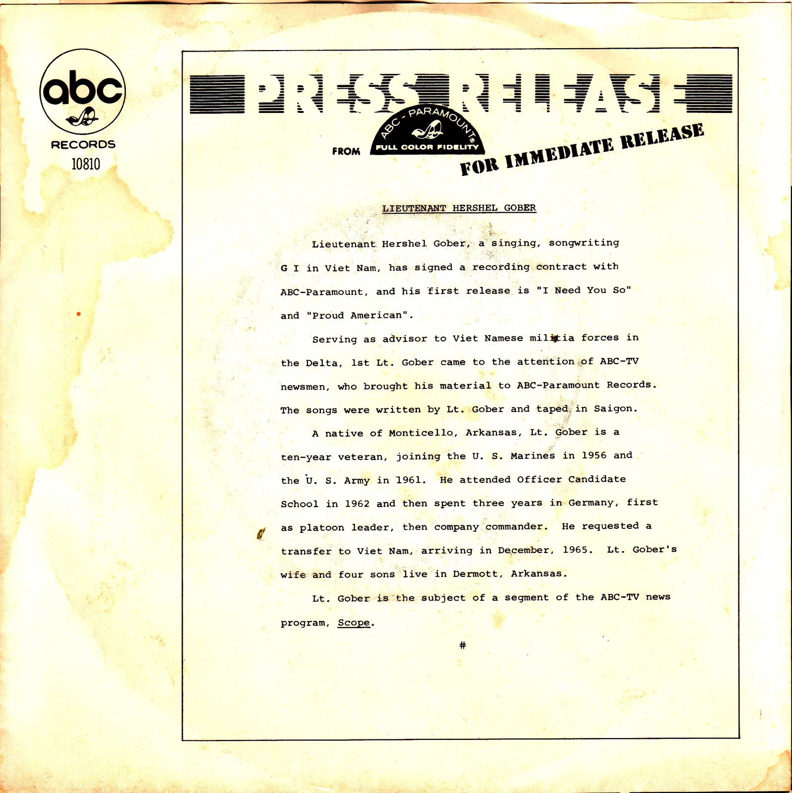 Proud American – Hershel Gober (Picture sleeve)
