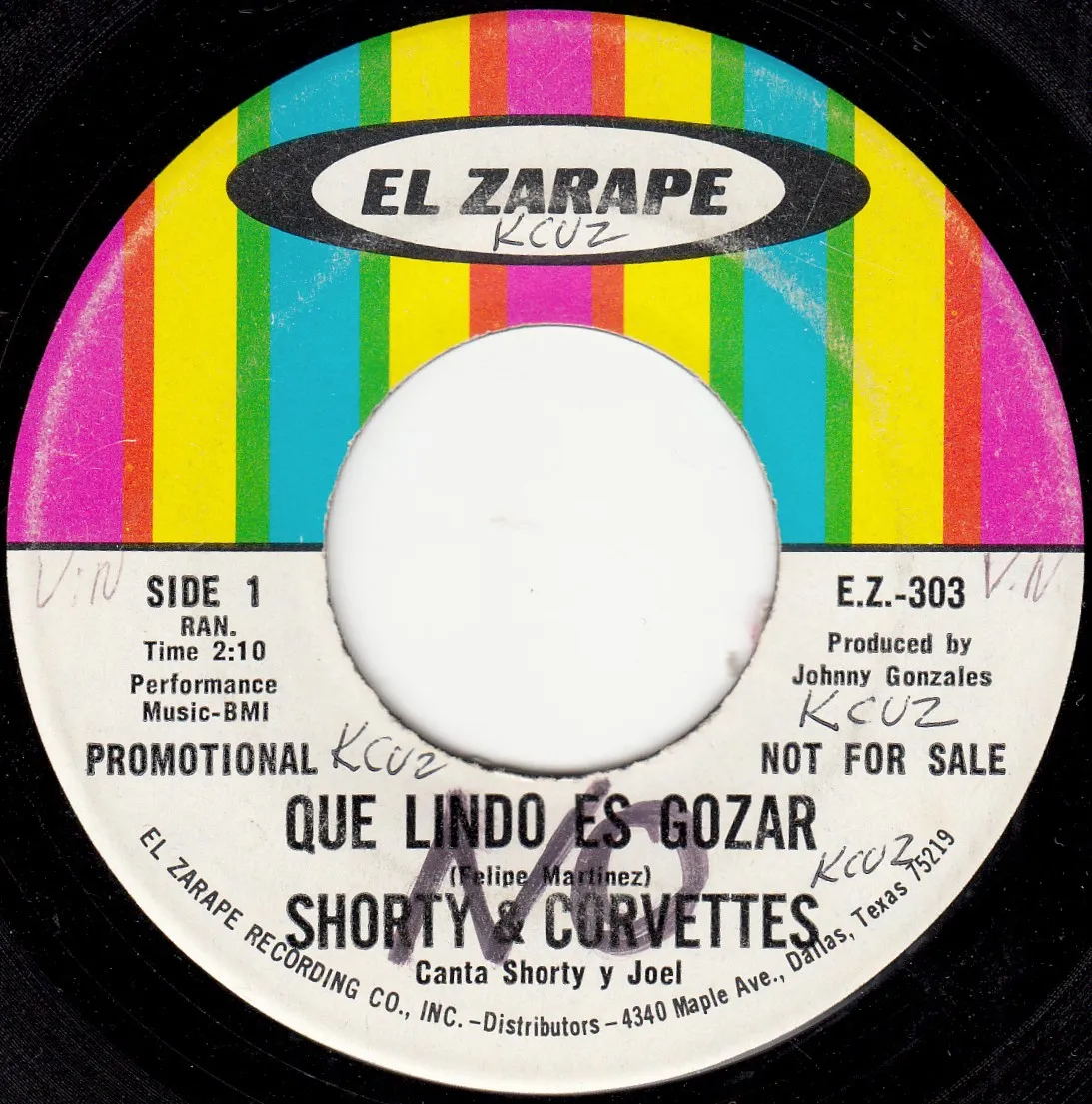 Que lindo es gozar – Shorty & Corvettes (A-side label)