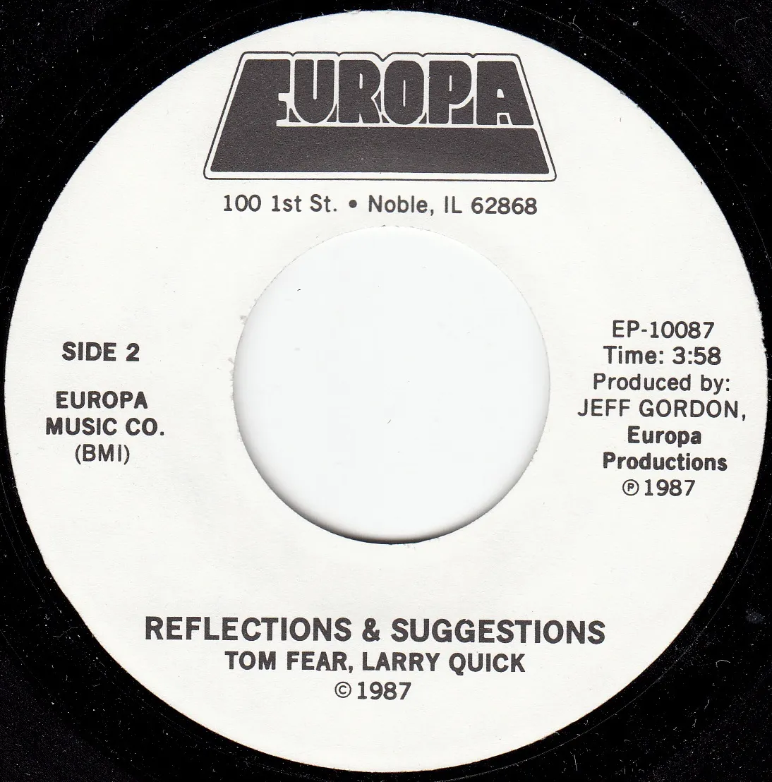 Reflections & Suggestions – Tom Fear & Larry Quick (A-side label)