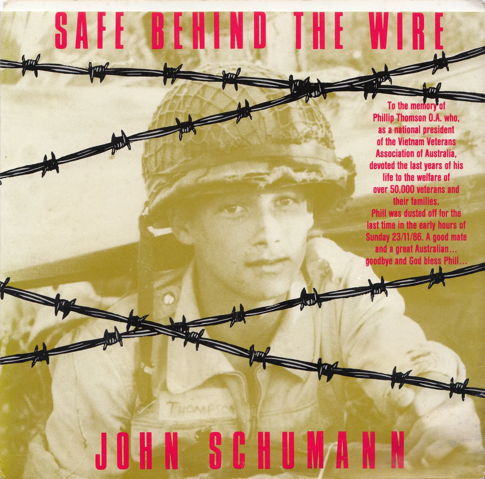 Safe Behind the Wire – John Schumann (Picture sleeve (front))