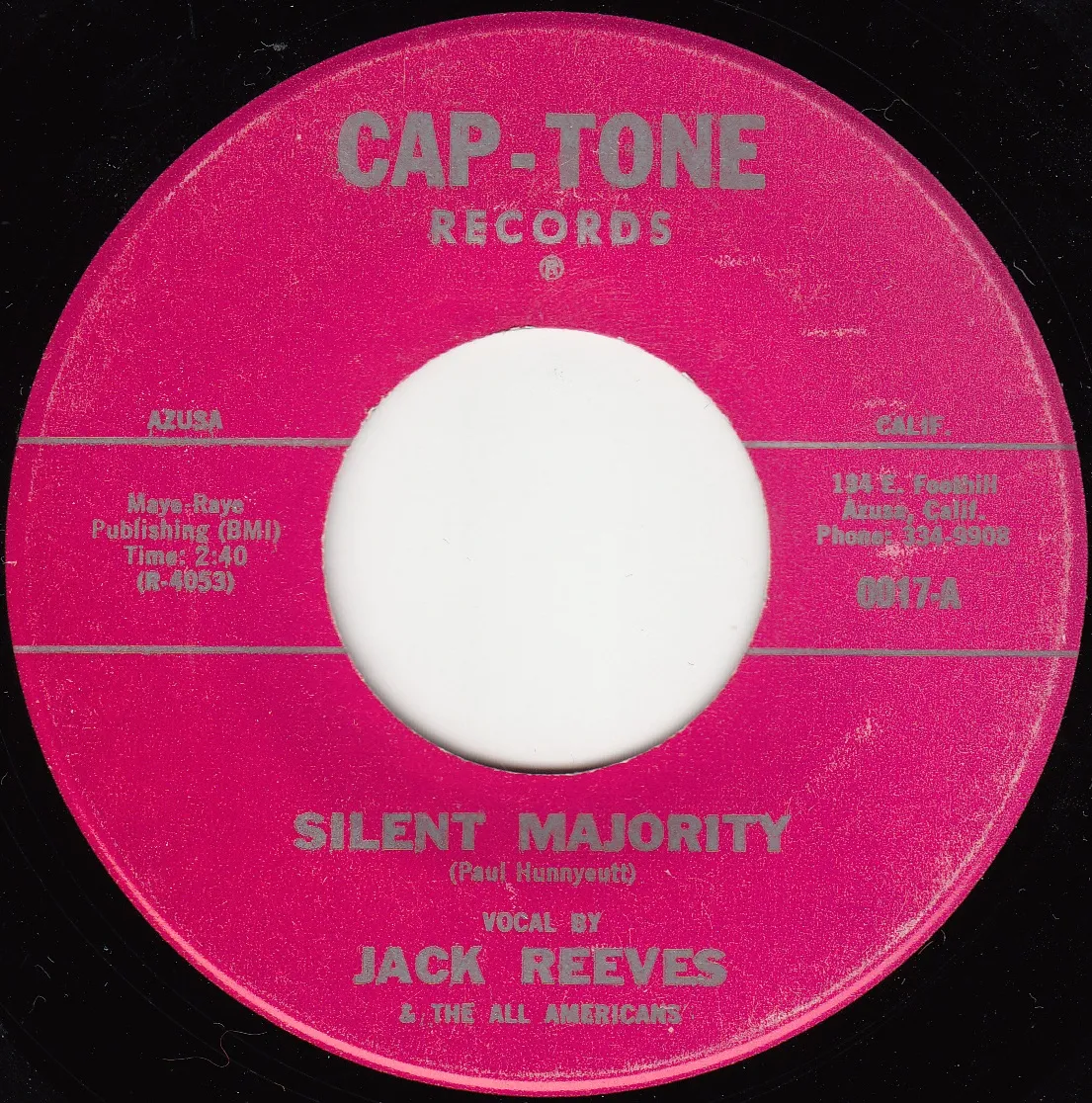 Silent Majority – Jack Reeves (A-side label)