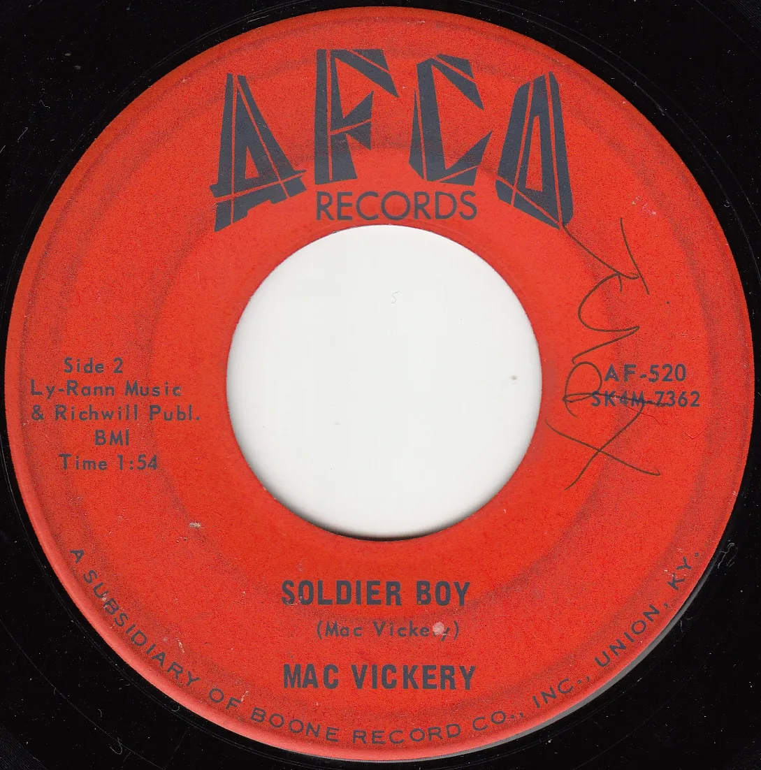Soldier Boy – Mac Vickery (A-side label)
