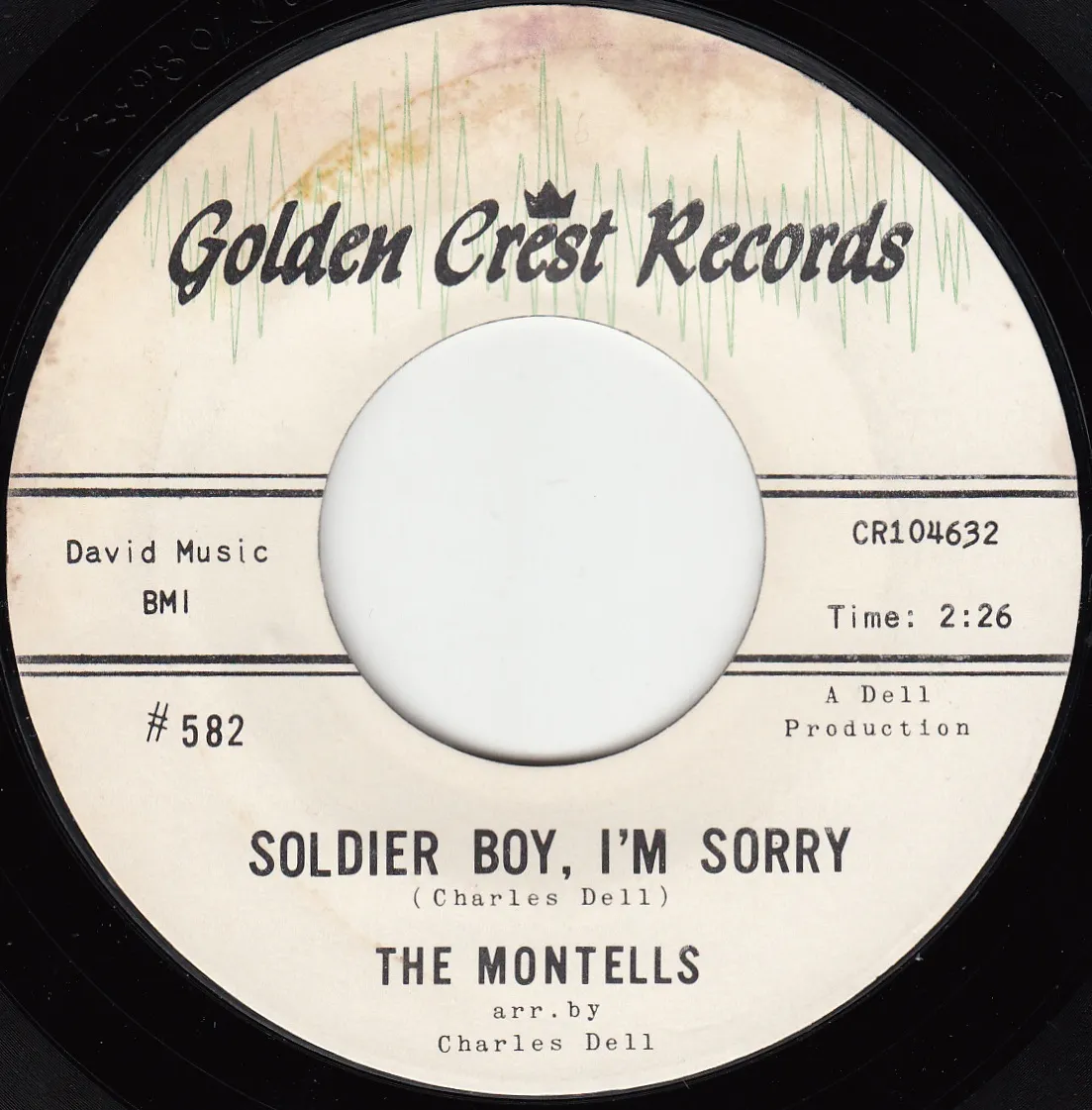 Soldier Boy, I'm Sorry – The Montells (A-side label)