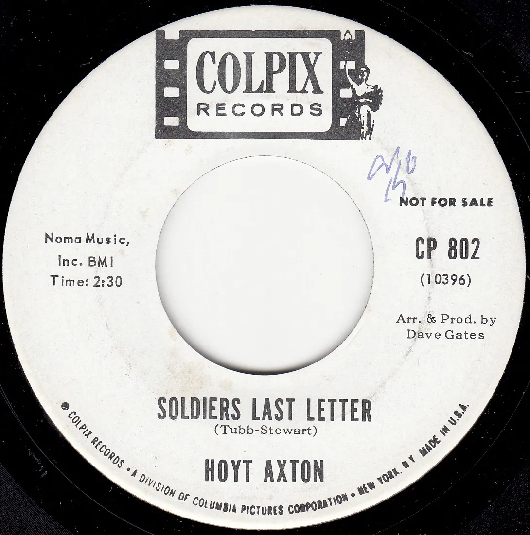 Soldiers Last Letter – Hoyt Axton (A-side label)