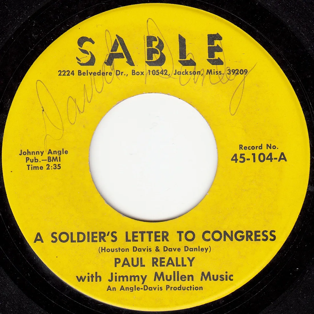 Soldier's Letter to Congress – Paul Really (A-side label)