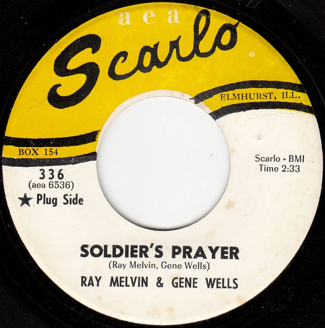 Soldier's Prayer – Ray Melvin & Gene Wells (A-side label)