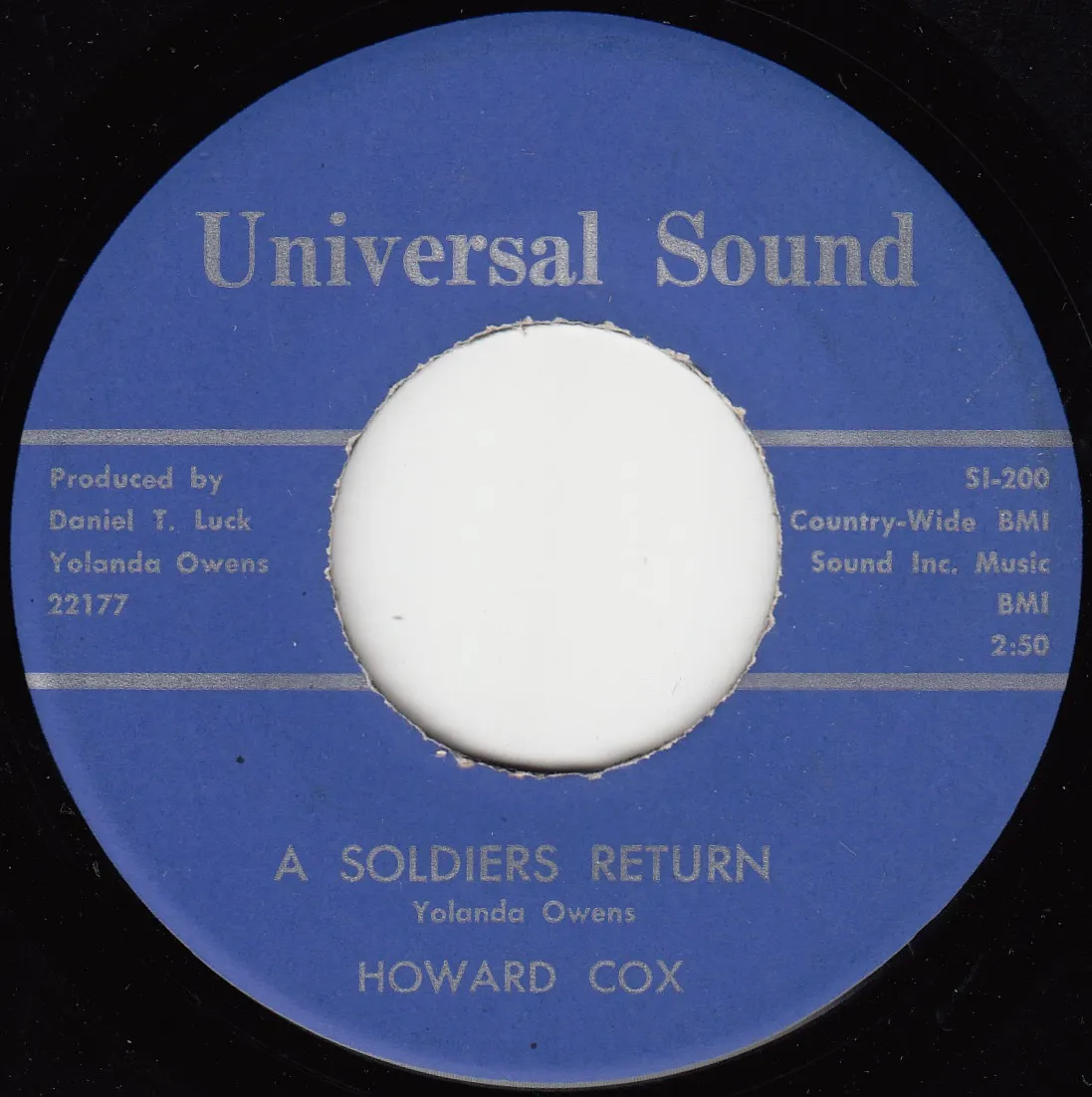 Soldiers Return – Howard Cox (A-side label)