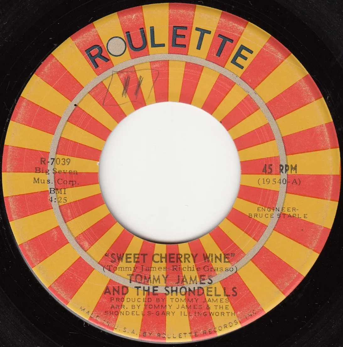 Sweet Cherry Wine – Tommy James & The Shondalls (A-side label)