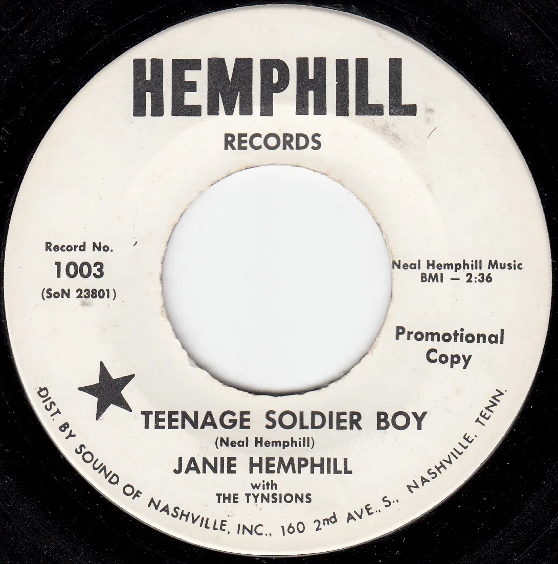Teenage Soldier Boy – Janie Hemphill (A-side label)