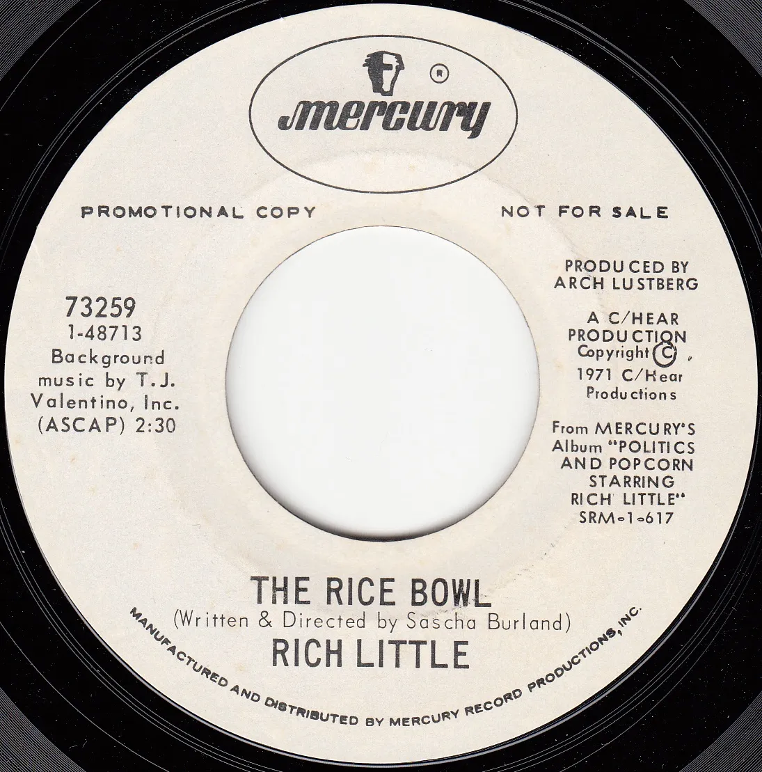 The Rice Bowl – Rich Little (A-side label)