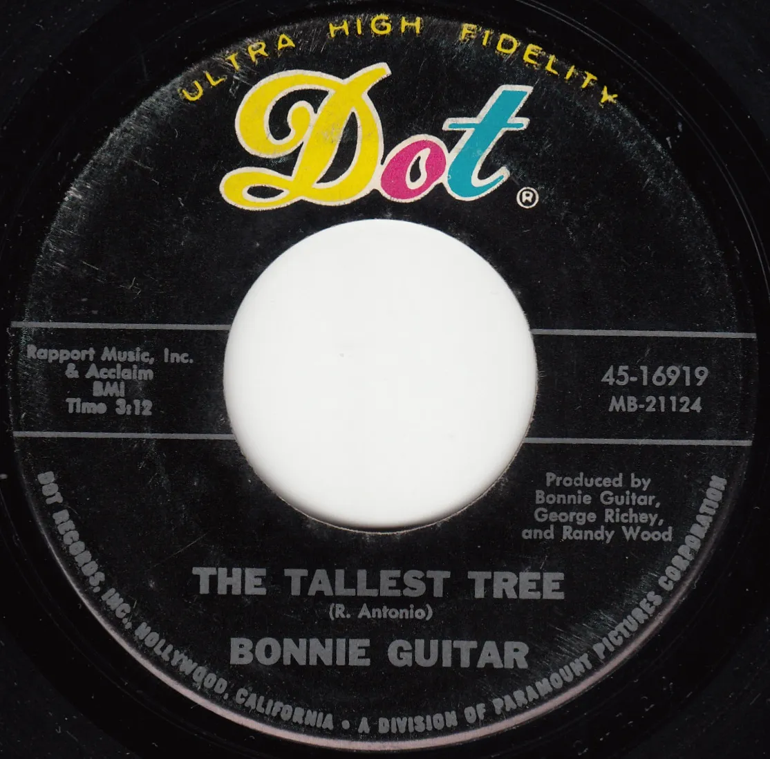The Tallest Tree – Bonnie Guitar (A-side label)