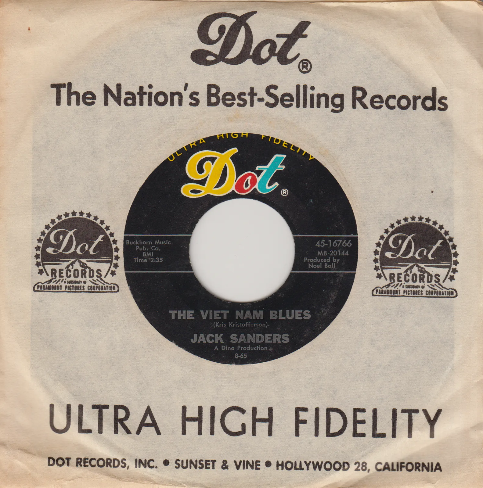 The Viet Nam Blues – Jack Sanders (A-side label)