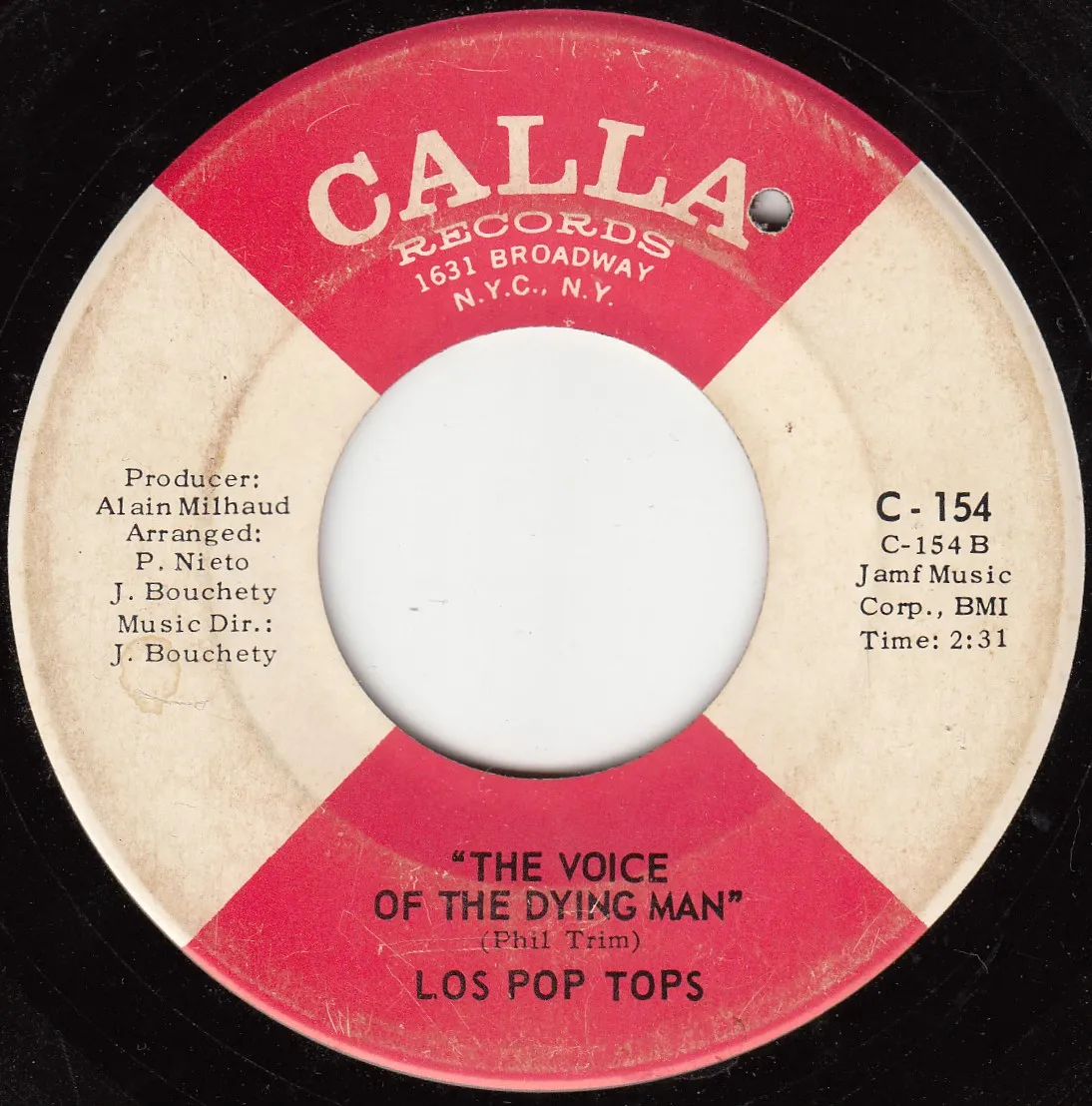 The Voice of a Dying Man – Los Pop Tops (A-side label)