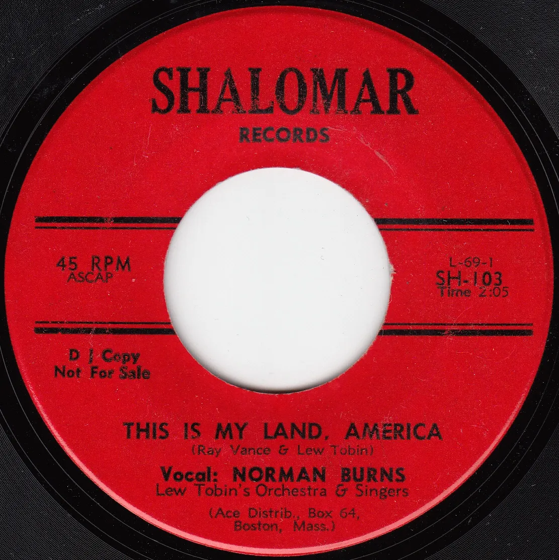 This Is My Land, America – Norman Burns (A-side label)