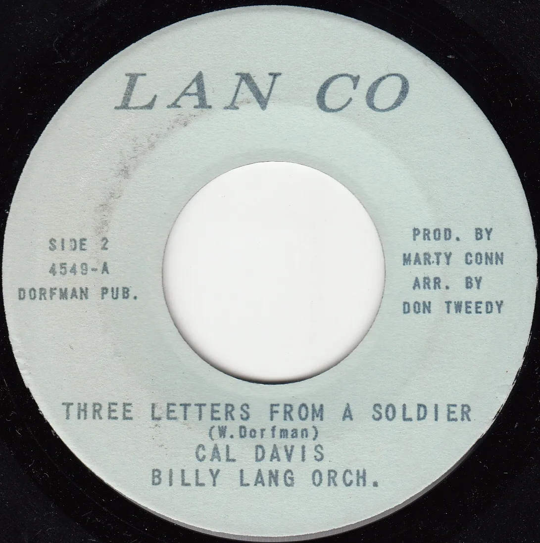 Three Letters From a Soldier – Cal Davis (A-side label)