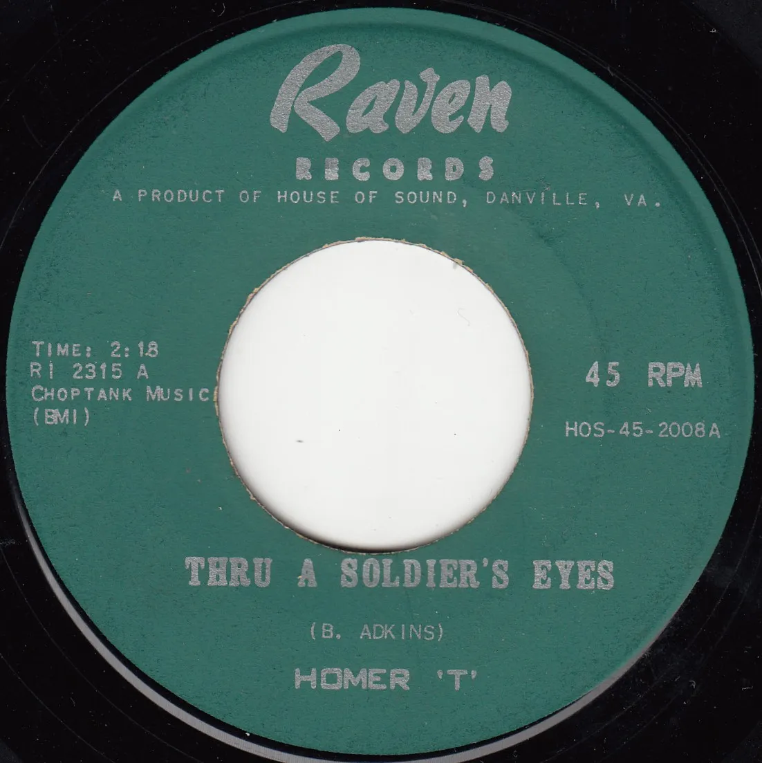 Thru a Soldier's Eyes – Homer 'T' (A-side label)
