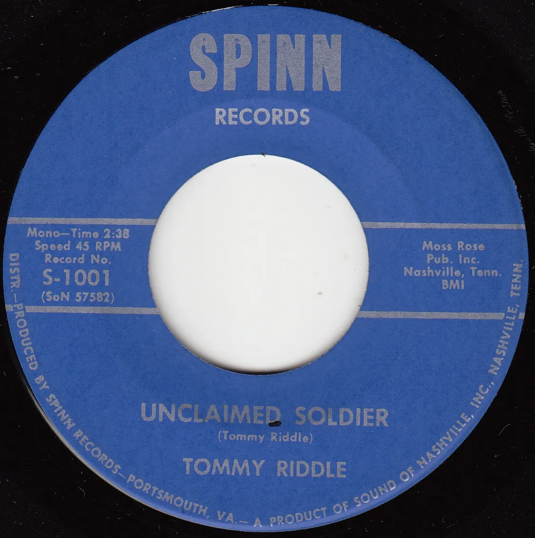 Unclaimed Soldier – Tommy Riddle (A-side label)