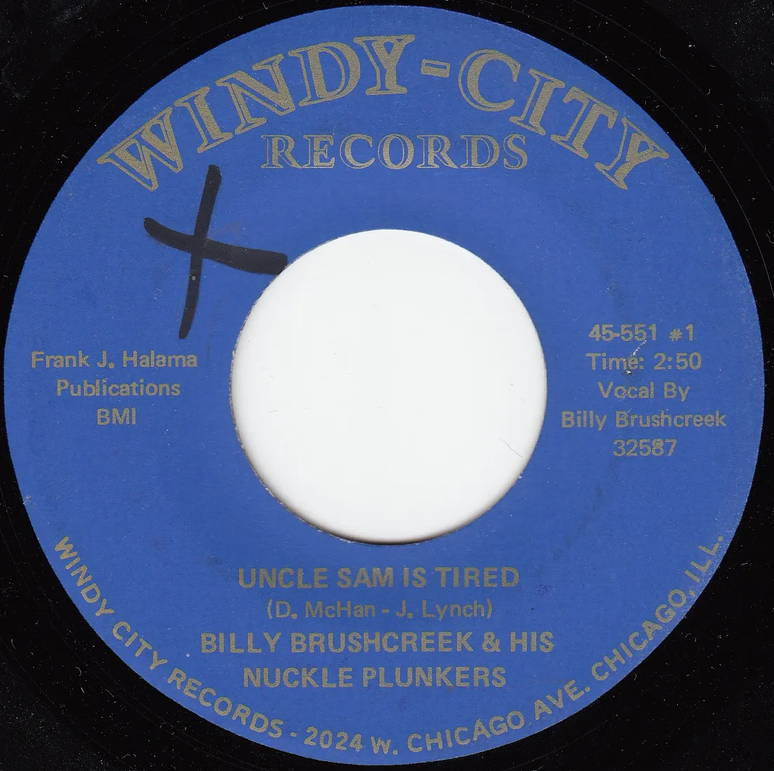 Uncle Sam Is Tired – Billy Brushcreek (A-side label)