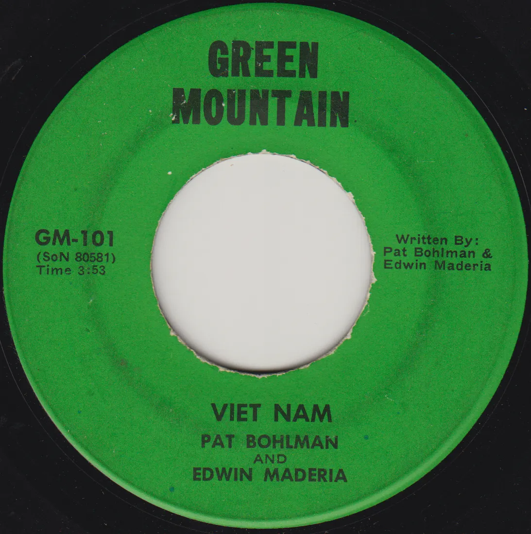 Viet Nam – Pat Bohlman & Edwin Maderia (Label (alternate scan))