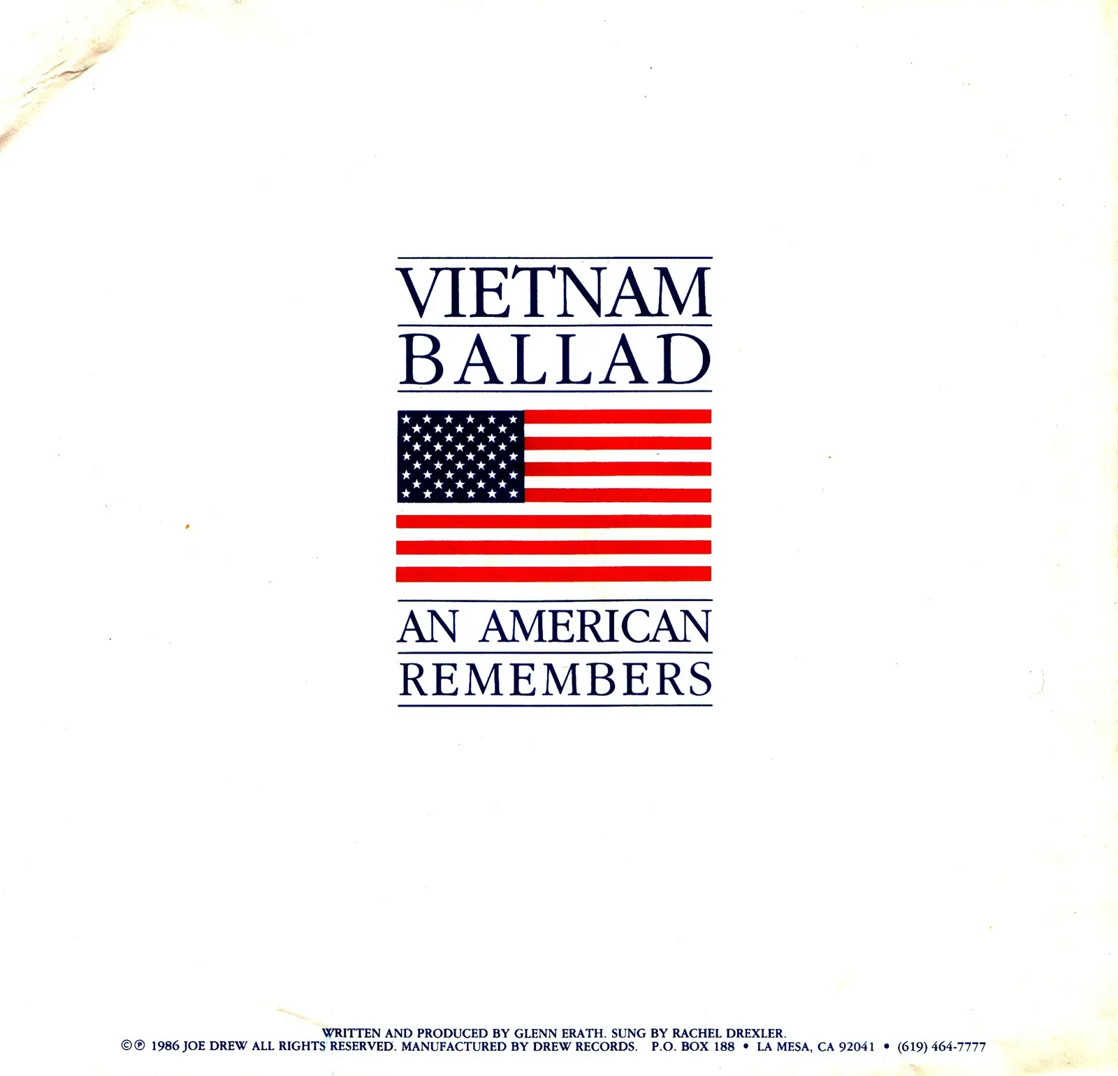 Vietnam Ballad - An American Remembers – Rachel Drexler (Picture sleeve)