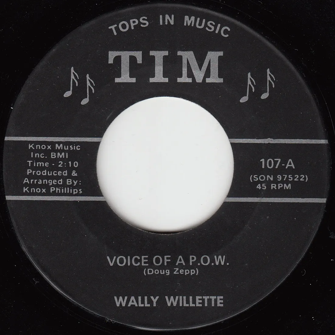 Voice of a P.O.W. – Wally Willette (A-side label)