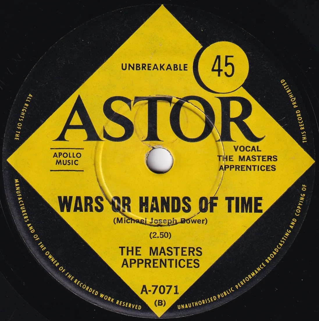 Wars or Hands of Time – The Masters Apprentices (A-side label)