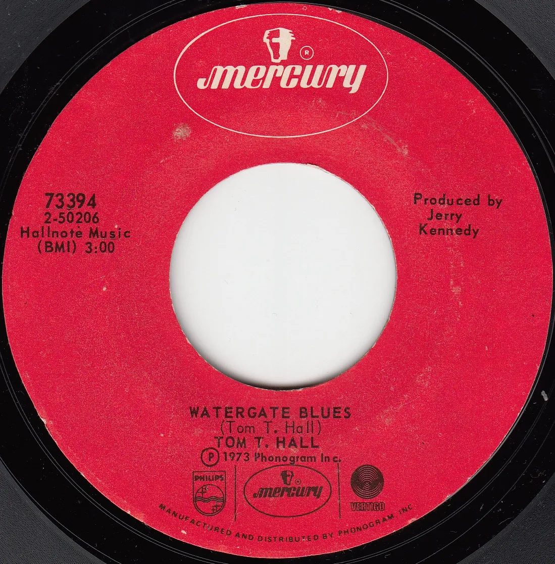 Watergate Blues – Tom T. Hall (A-side label)