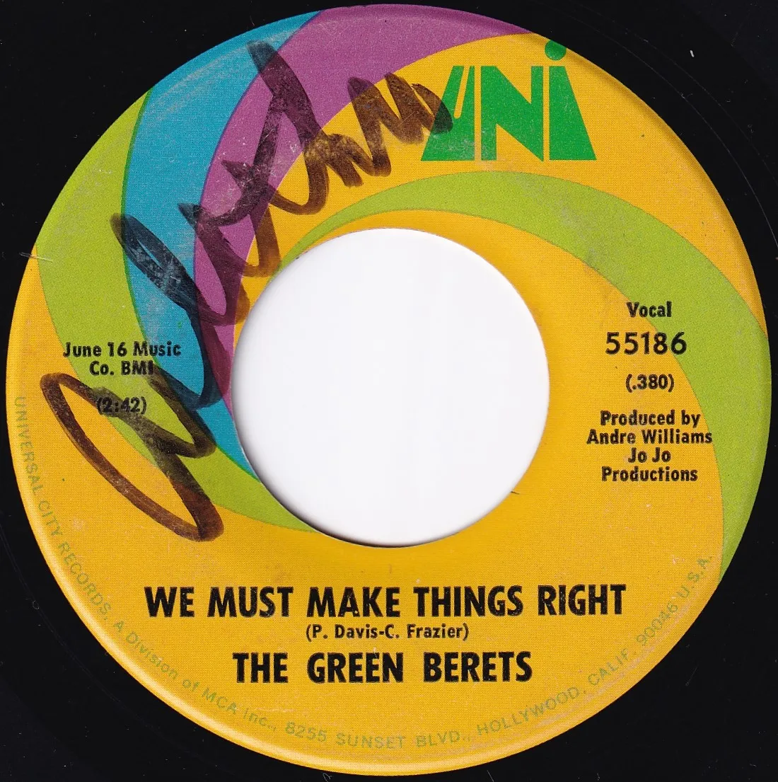 We Must Make Things Right – The Green Berets (A-side label)