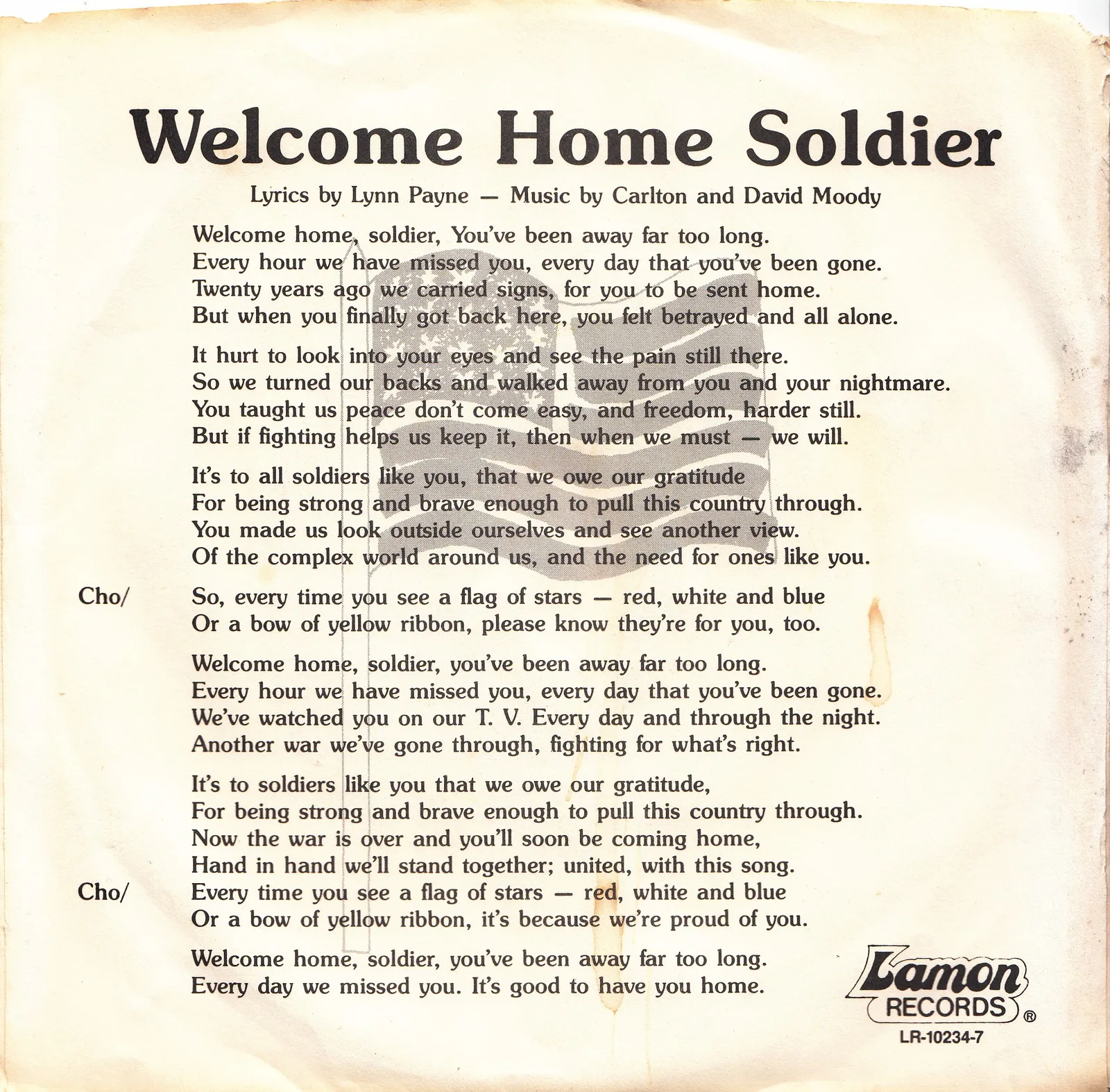 Welcome Home Soldier – The Moody Brothers (Picture sleeve)