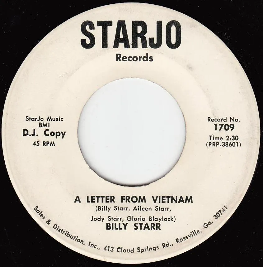 Letter From Vietnam – Billy Starr (A-side label)