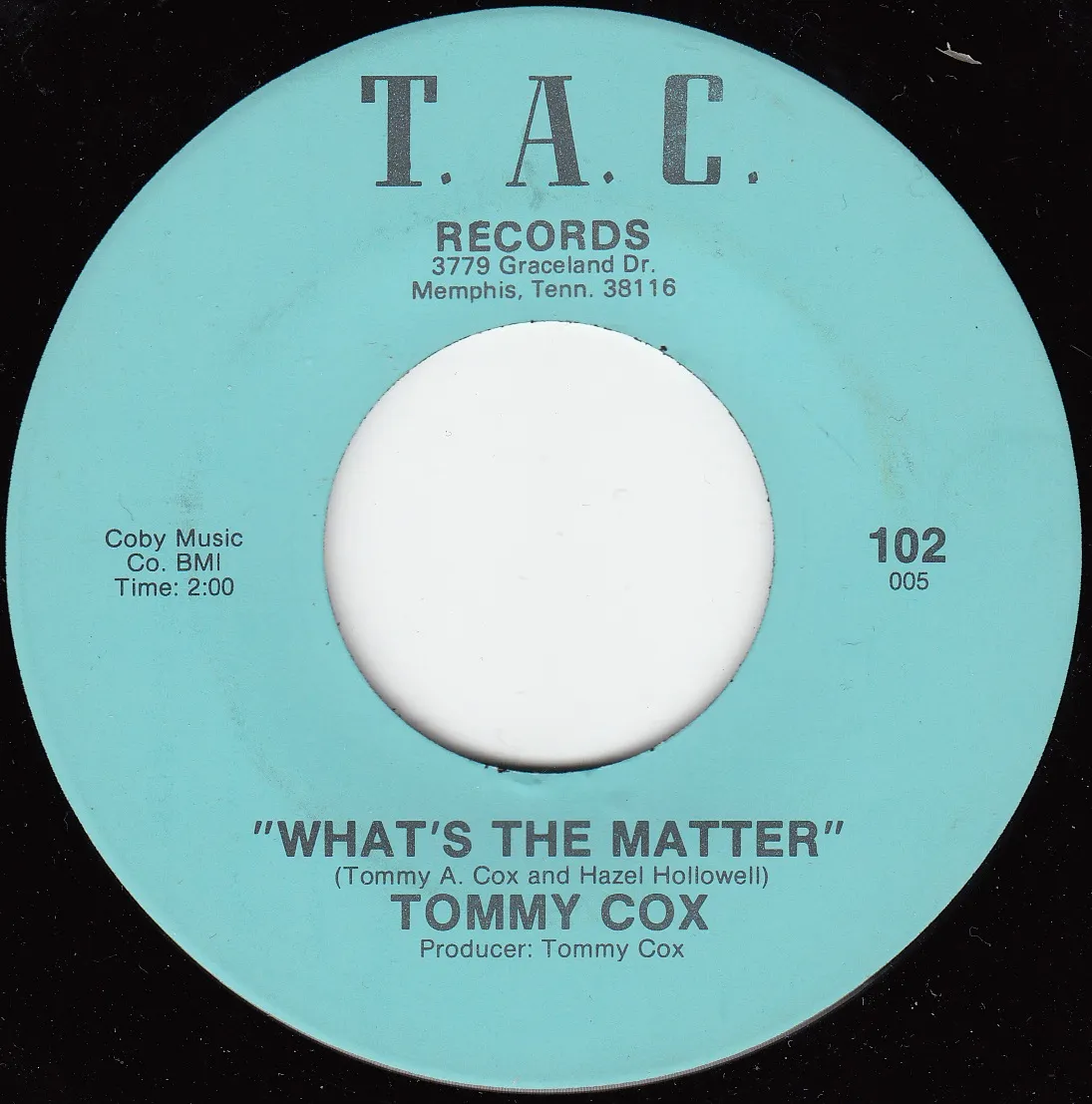What's the Matter – Tommy Cox (A-side label)