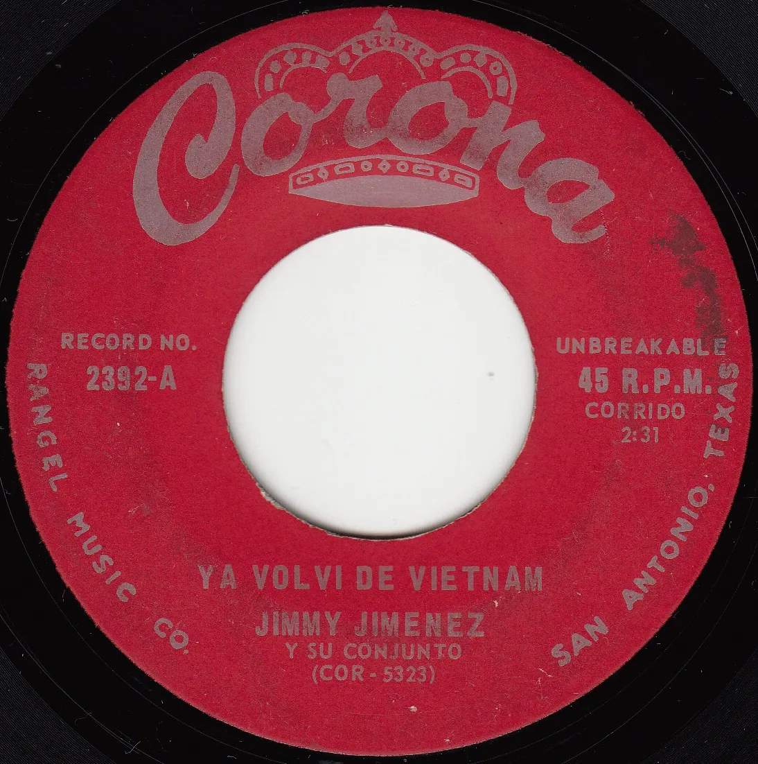 Ya Volvi de Vietnam – Jimmy Jimenez (A-side label)